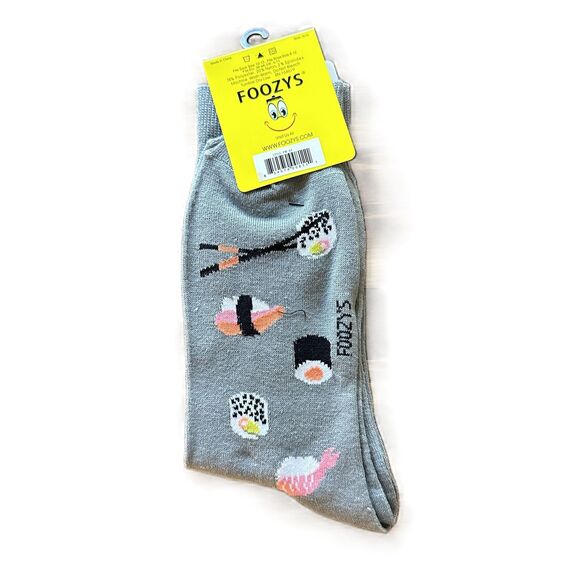 Foozys Gray Sushi Pattern Comfortable Men's Socks One Size New - Picture 2 of 2
